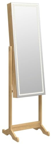 vidaXL Armoire à bijoux miroir avec lumières LED sur pied, armoire à bijoux, rangement pour bijoux, boîte à bijoux avec miroir, miroir de rangement