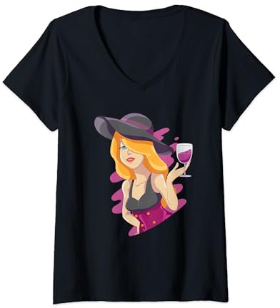 Wine for pharmacist with wine bottle V-Neck T-Shirt