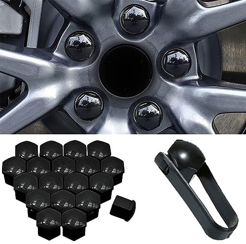 YsoLda Auto Radschraubenkappen für Dacia Duster Logan Sandero Lodgy MCV Stepway, Radbolzen Radmutterkappe Radschrauben Kappen Radmuttern Nut Abdeckkappe Schraubenabdeckung,B/Black-C/21mm