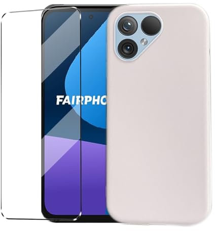 HuiYouMY hülle mit Glas 1Pcs Compatible with Fairphone 5 Folie, hülle silikon stoßfest Compatible with Fairphone 5 schutzhülle schutzfolie schutzglas Folie handyhülle Tasche case Purple
