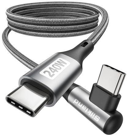 Silkland Cable USB C a USB C 2M [240W 48V/5A], PD3.1&QC4.0+ Cable Type C Carga Rapida 90 Grados para iPhone 17 16 15/Pro Max/Plus, Samsung S25 Ultra S24-S21, MacBook Pro/Air, iPad Pro/Air/Mini, Pixel