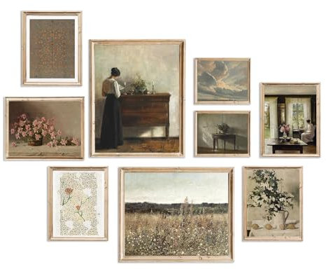Vintage-Wandkunst-Dekor, Vintage-Poster für Zimmer, ästhetische Bilder, rustikale Wanddekoration, Wohnzimmer, 19. Jahrhundert, Blume, Boho-Wandkunst, netzartige Leinwand-Kunstdrucke für Schlafzimmer,