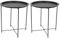 Harbour Housewares Round Tray Tables with Removable Trays - Pack of 2 - Matte Black Steel Bed Side Table Raised Lip Serving Board Compact Collapsible Folding Table for Bedroom, Home and Office