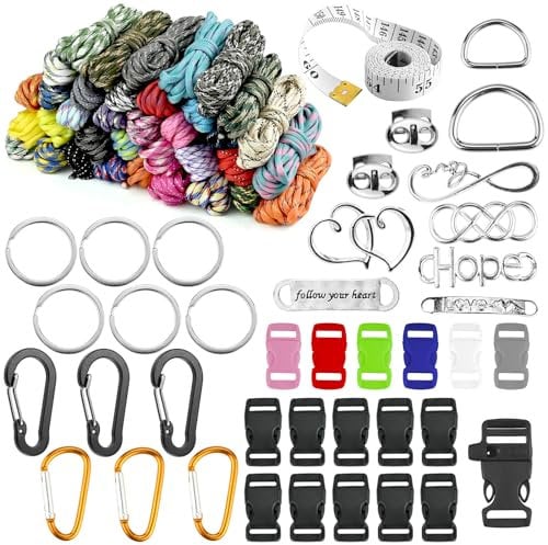 Paracord Set - 36 Stück 3M 550 Multifarben Nylonschnur mit Parachute Cord für DIY Armband, Schlüsselbund, Camping Outdoor Sport - Multifunktionale Nylonseile