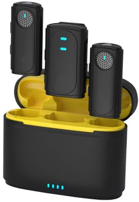 Andoer Micro Cravatta Wireless Cancellazione Attiva Rumore Ultra-Mini Portatile Microfoni Lavalier per Iphone 14/13/12/11 Intervista dal vivo Vlog DSLR Videocamera Pc Portata di Trasmissione 20m