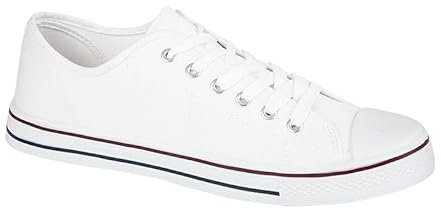 Urban Jacks Mens Canvas Mesh Slip On/Lace-up Espadrilles Casual Low Top Plimsoll Trainers Size 7-12 (White Lace-up, UK Footwear Size System, Adult, Men, Numeric, Medium, 10)