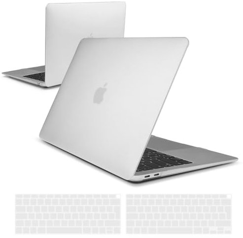 iNeseon Hülle Kompatibel mit 2021 2020 2019 2018 MacBook Air 13 Zoll (A2337 M1 / A2179 / A1932), Schutzhülle Hartschale + Tastaturschutz für MacBook Air 13 Zoll, Matt Transparent
