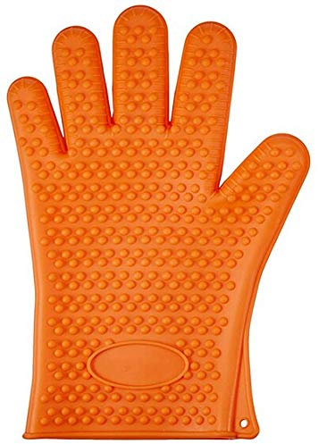 Manoplas para Horno Cocina de Silicona Guantes para Barbacoa Guantes para Horno Resistente al Calor Soporte para ollas para Barbacoa Cocina Antideslizante Guantes para Hornear Barbacoa (Color : Orang