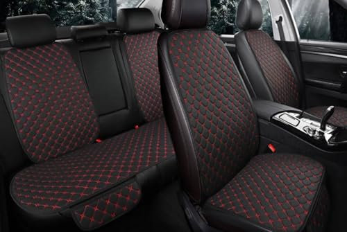 Auto Accessori Lupex Autositzbezug 3 Stück Universal Auto | Sitzschutz 2 vorne und 1 hinten | Protector Comfort Automotive Innenkissen (PVC – Schwarz Rot – 7 Stück)