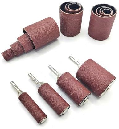 HANPINYUAN 20 Packs Sanding Drum Kit and Sleeves Set for Drill or Drill Press,2”Long Sanding Drums and 1/4”Shank,60, 80,120 and 240 Grit