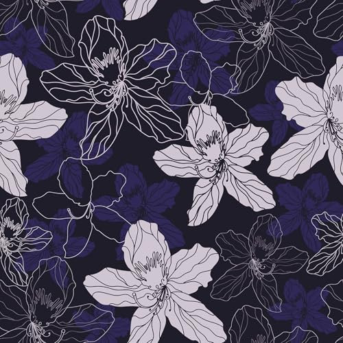 CRE8TIVE Papier peint floral autocollant vintage pivoine violet blanc 30,5 x 300 cm papier peint feuille pour chambre à coucher, salle de bain, film vinyle pour meubles, armoire, tiroir