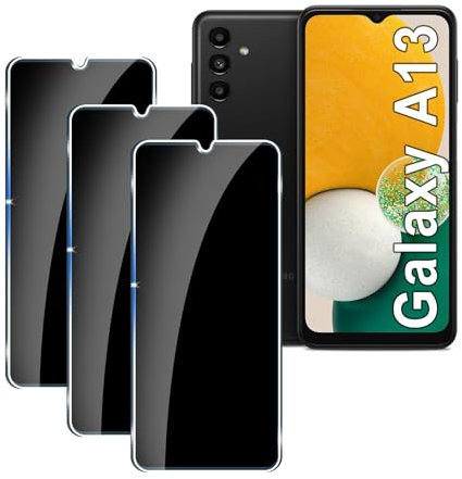 【3 Piezas】 Protector Pantalla Privacidad para Samsung Galaxy A13,Cristal Templado Anti Espía,Anti-Espía Vidrio Película,9H Dureza,Anti-Arañazo,Sin Burbujas,Privacy Screen Protector