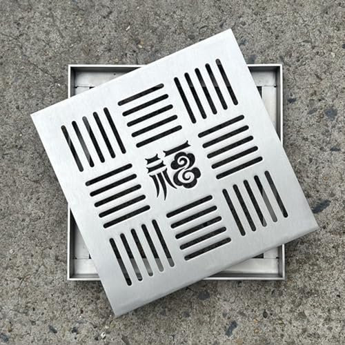 Tapa Desague Terraza Rejillas de Drenaje de Acero Inoxidable Para Exteriores, Rejilla de Drenaje Cuadrada Extraíble para Césped, Drenaje Francés Decorativo para Aceras, Rejilla de Drenaje y Base(40x40