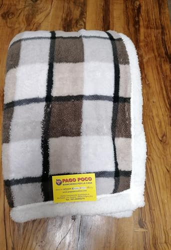 Plaid ou couverture en microfibre à carreaux très doux avec dos d'agneau dans toutes les tailles de couleurs : rouge+gris+blanc Nouveauté 2020 !!!!! (Marron-gris, 200 x 220)