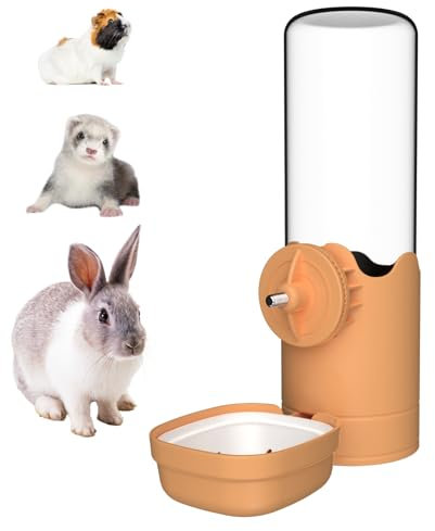 Pet Water Bottle for Cage Crate 500ml Non-Drip Automatic Water Bottle for Rabbit Bunny Chinchilla Hedgehog Squirrel Ferret Rat (Orange, 500ml)