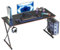 CubiCubi Gaming Tisch 120 x 60 cm, Gaming Schreibtisch, PC Tisch mit Kopfhörerhaken und Kohlefaserbeschichtung, Ergonomischer Computertisch, Metallgestell, Kohlefaser Schwarz