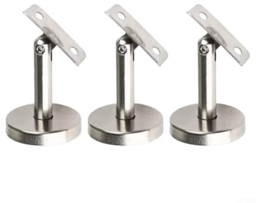 2pcs Adjustable 304 Stainless Handrail Brackets,Ground-Type Upright Column Support Bracket,Stairway Hardware Railing Brackets,with Mounting Screws for Home Decor Shopping Malls(60mm-A)