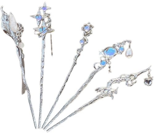 Glixoft 5pcs Chinesische Haar Sticks Vintage Haar Stäbchen Quaste Haar Pins Hanfu Haar Zubehör Für Frau Mädchen Haar Dekor
