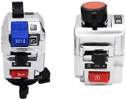 Interrupteur moto etanche Ensemble de commutateurs électriques pour guidon de moto, 22mm, 7/8 pouces, démarrage, klaxon, faisceau, phare antibrouillard, boutons poussoirs Interrupteur de batterie moto