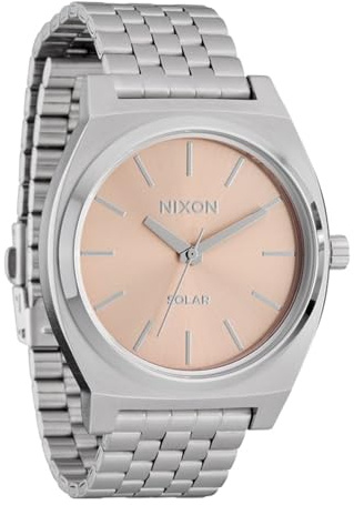 Nixon Time Teller Armbanduhr für Herren in der Farbe Silber mit Armband aus Edelstahl, Wasserdichtigkeit: 10 bar, Gehäusedurchmesser: 50 mm, A1369-5332-00