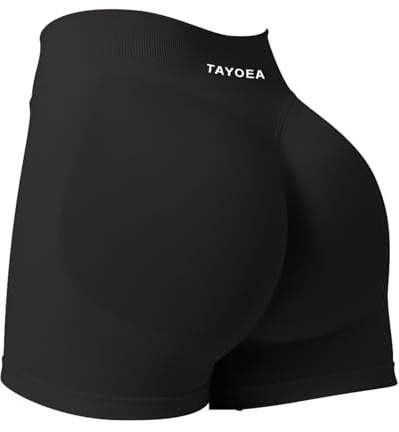 TAYOEA Pantaloncini sportivi da donna Scrunch corti sportivi push up leggings corti leggings sportivi Butt Lifting Gym Short senza cuciture per allenamento ciclismo da donna, Nero , M