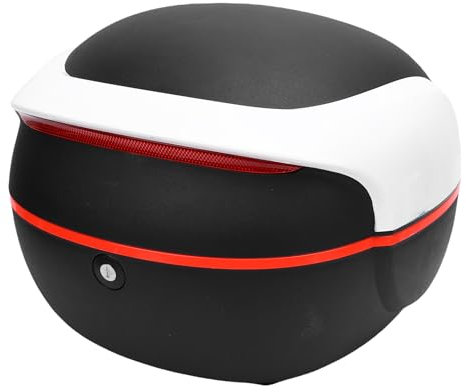 Motorrad Topcase 32L Wasserdicht Motorrad Kofferraum Heckbox ABS Leicht Verriegelbar 35L Stauraum mit Abnehmbarer Auskleidung (White)