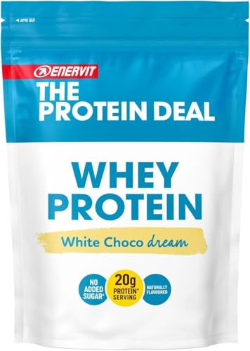 Enervit The Protein Deal Whey Protein White Choco Dream, 20g Proteine per Porzione, Senza Zuccheri Aggiunti, Solo Aromi Naturali, Gusto Cioccolato Bianco, Recupero Post Allenamento, 11 Porzioni, 300g