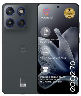 Motorola Edge 70 24GB (12GB+12GB RAM Boost)/512GB Gadget Grey, Spagna. Design incredibilmente sottile. Display Super HD da 6,7. Tripla fotocamera 50MP con Moto ai. 4800mAh Durata di grado militare