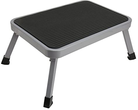 BSTCAR Escabeau Pliant en Alliage Robuste, Pieds en Caoutchouc épais, Poignée, 1 Escabeau, pour Jardin, Maison, Camping-Car, Bain à Remous, Cuisine