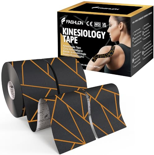 FASHLON Kinesiologie Tape 2 Rollen (je 5cmx5m) Ungeschnitten - Nachtbronze | Physio-Qualität: Hypoallergenes, atmungsaktives & stark wasserfestes Baumwoll-Sporttape. Starker Halt für Muskeln & Gelenke