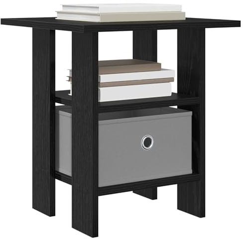 vidaXL Nachttisch Schwarz Eichen-Optik 41 x 40 x 45 cm Holzwerkstoff, Wohnzimmer, moderner Nachttisch, rechteckiger Kleiner Beistelltisch, stylischer Stauraum