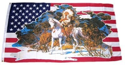 Fahne/Flagge USA Indianer auf Pferd NEU 90 x 150 cm
