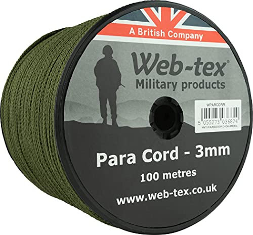 Web-tex Paracord Rullo da 100 Metri da 3 mm - Verde