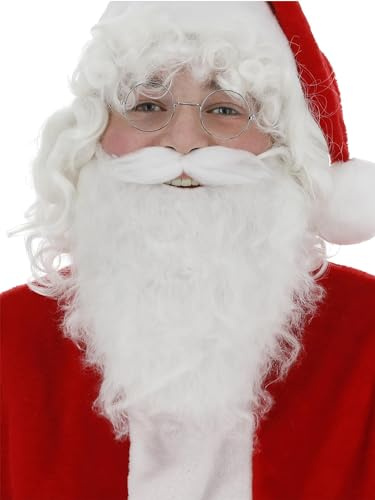 Smiffys Santa Beard, White , Christmas Fancy Dress Accessory, Santa Dress Up Cosmetics & Disguises.