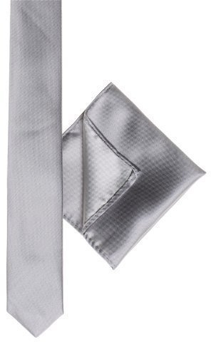 Paisley of London, Boys skinny silver tie, Boys silver pocket square, Pocket handkerchief