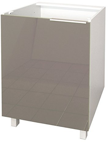 BERLIOZ CREATIONS CP6BT Unterschrank für Küche mit 1 Tür, in taupefarbenem Hochglanz, 60 x 52 x 83 cm, 100 Prozent französische Herstellung