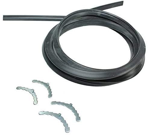 SPARES2GO Universal 4 Sided Rubber Oven Cooker Door Seal (196cm & Rounded Corner Clips)