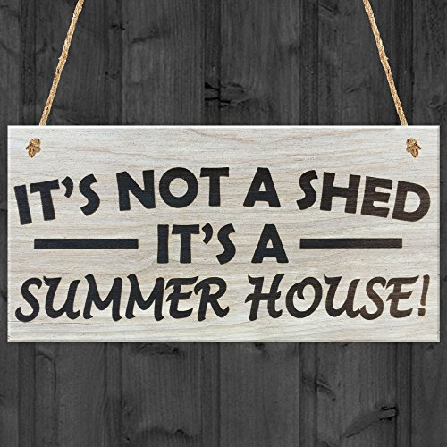 Red Ocean It's Not A Shed, It's A Summer House Novelty Garden Sign Wooden Plaque Gift