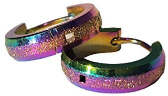 Bungsa Unisex Creolen sandgestrahlt bunt aus 316L Edelstahl