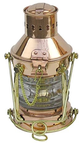Ankerlampe mit Petroleumbrenner Schiffslampen Kupfer & Messing H=24cm Ø=12cm Sea-Club