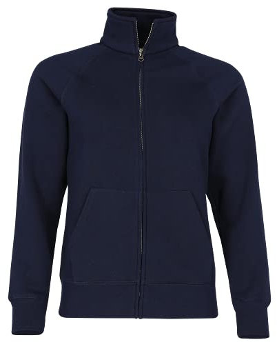 Fruit of the loom Damen Lady Fit Sweat Jacket Langarmshirt, Blau (Deep Navy Az), Small