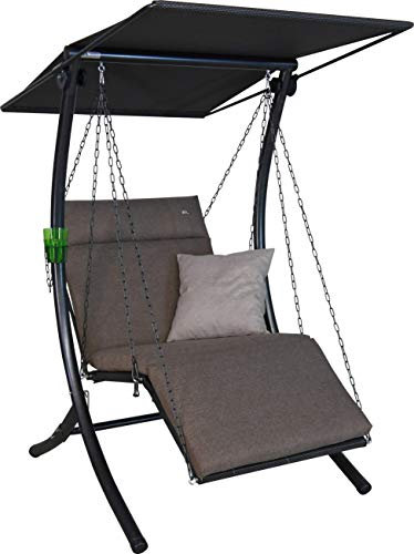 Angerer Freizeitmöbel GmbH Hollywoodschaukel 1-Sitzer Swing Smart - Gartenschaukel Made in Germany - Schaukel zum Sitzen, Liegen und Entspannen - mit Bett-Funktion - einfache Montage (Olive)