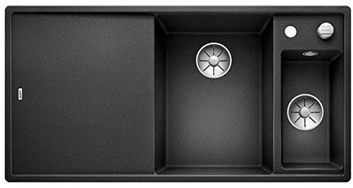 BLANCO AXIA III 6 S-F | Granitspüle aus SILGRANIT anthrazit | Einbauart: Flächenbündig | Hauptbecken rechts | mit Glasschneidbrett | für 60 cm breite Unterschränke | Reinigungsfreundliche Öberfläche