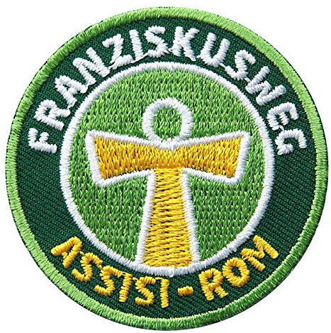 2 x Franziskusweg Assisi Rom Patch 52 mm gestickt/Aufnäher Aufbügler Sticker Flicken Patches zum Aufbügeln Aufnähen/Franziskus-Weg Pilgerweg Pilgern Wandern Italien Jakobsweg