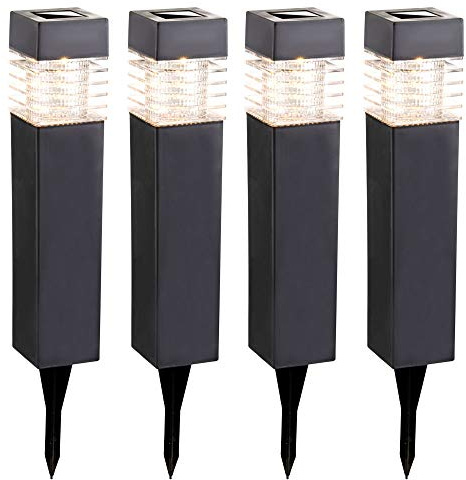 GLOBO Solarleuchten 3er SET - LED Erdspießleuchten aus Kunststoff, IP44 spritzwassergeschützt