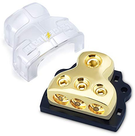 LEIGESAUDIO Copper 0/2/4 Gauge in 4/8/10 Gauge Out Amp Power Distribution Block for Car Audio Splitter (1 in 3 Out)