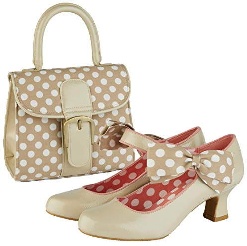 Ruby Shoo Trixie Damen-Schuh mit mittelhohem Absatz, niedlicher Knöchelriemen, passende Riva-Tasche