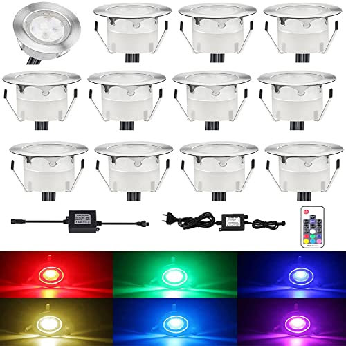 CISLAN 12er LED Einbauleuchten Bodeneinbaustrahler RGB Deckenspot Einbaustrahler Deckenleuchte Wasserdicht IP67 Einbaulampe Ø45mm Außenleuchten für Küche Garten