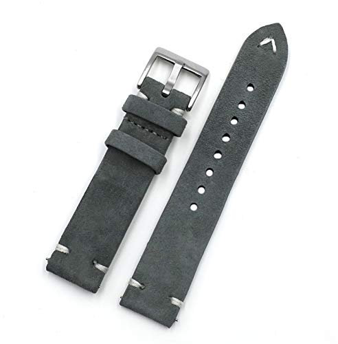 ZXF Uhrenarmband Handgemachte Uhrenband 18mm 20mm 22mm 24mm Vintage Lederband Ersatz Tan Beige Für Männer und Frauen Uhren (Band Color : Gray, Band Width : 22mm)