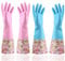 KINGFINGER Gummi-Latex-Handschuhe, wasserdicht, 2 Paar große lange Manschetten und Flockfutter, Haushaltsreinigungshandschuhe